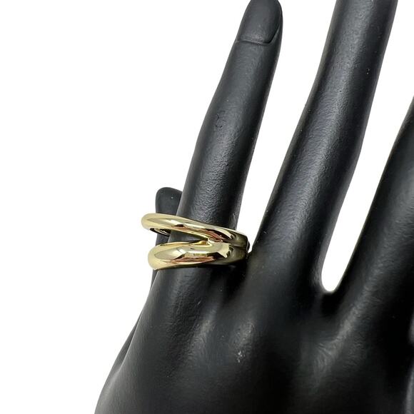 Loren Stewart Deux Double Open Band Ring Gold Plated Chunky Classic Size 7 NEW - Picture 6 of 9